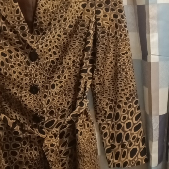 NWOT A | LINE poly multi-colored l/s light coat w black buttons & sash belt Sm - Picture 6 of 12